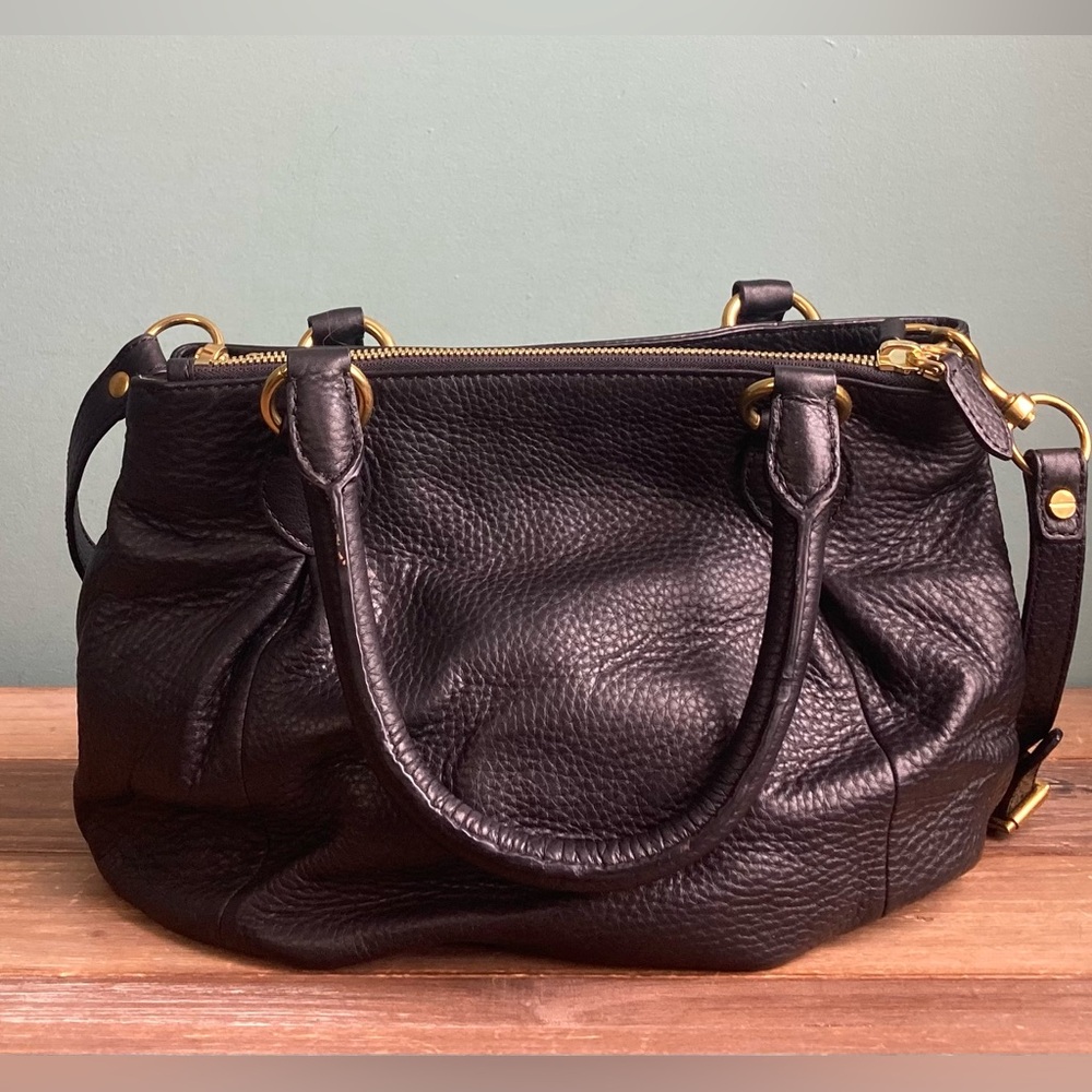 J. Crew Black Leather Turn Lock Satchel Bag - Picture 11 of 12